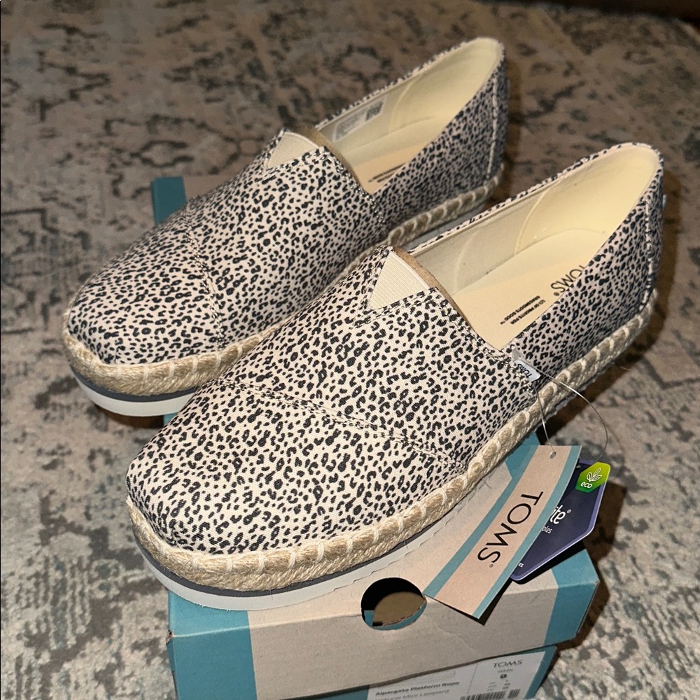 TOMS Natural Leopard Print Alpargata Shoes
